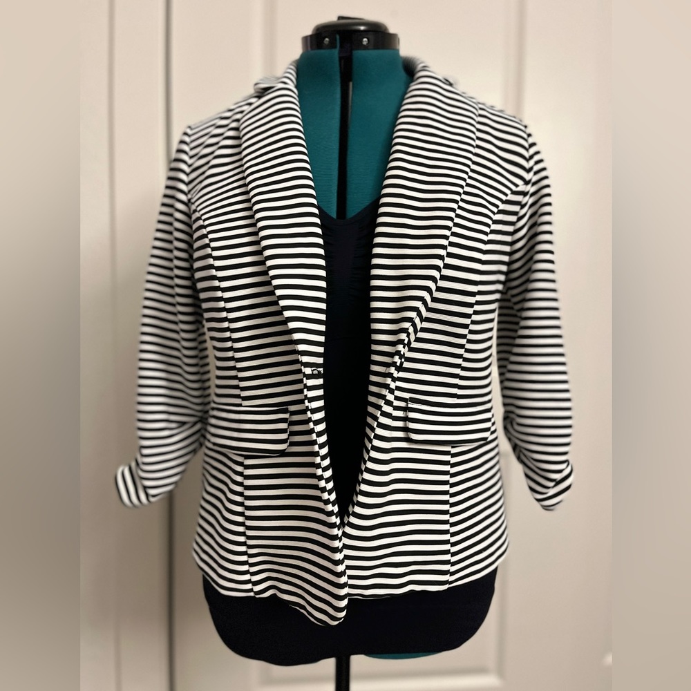 Black and White Pinstripe Blazer